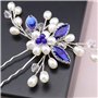 ECSiNG Pince à Cheveux Fleur Strass Bleu Épingles à Cheveux Cristal Perle Postiche Accessoires Décoratifs pour Femmes Dame Fille