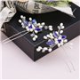ECSiNG Pince à Cheveux Fleur Strass Bleu Épingles à Cheveux Cristal Perle Postiche Accessoires Décoratifs pour Femmes Dame Fille