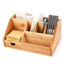 wandeli Organiseur multifonction en bambou | Caddy de bureau | Plateau pour accessoires de bureau à domicile | Support de fourni