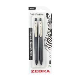 Zebra Pen SARASA – Lot de 2 stylos à encre gel rétractables à encre noire vintage – 0