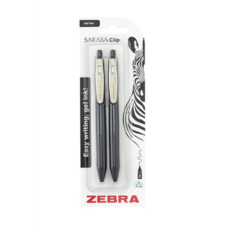 Zebra Pen SARASA – Lot de 2 stylos à encre gel rétractables à encre noire vintage – 0