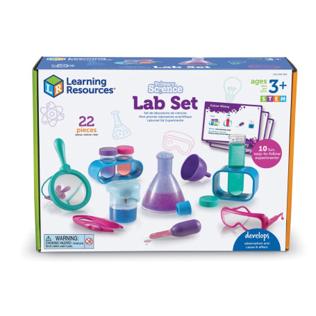 Learning Resources Coffret Laboratoire Scientifique Primaire Rose Kit 10 Expériences STEM Enfants Maternelle Dès 3 Ans Verrerie
