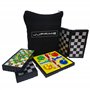 JJPRIME - 4 Populaire Classique Fun Voyage Jeux de société - Snake et Echelle Checkers Chess Ludo Compact Mini magnétique dés Je