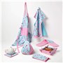 HOMESCAPES – Pur Coton – Gant de Cuisine Double – Oiseaux et Fleurs – Rose Bleu – 18 x 84 cm - Linge de Cuisine Entièrement Coor