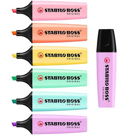 STABILO BOSS Original Ensemble de 6 surligneurs pastel + 1 surligneur lilas (Lilac Haze)