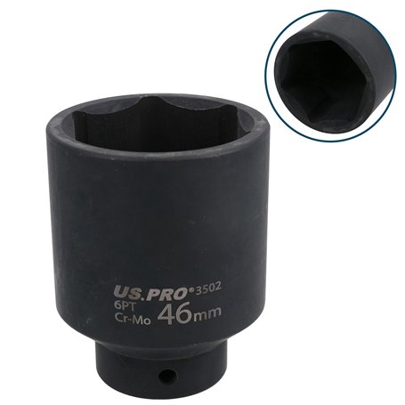 Douille à choc métrique profonde 46 mm 1/2" 6 pans pour joints à rotule arbre d'entraînement