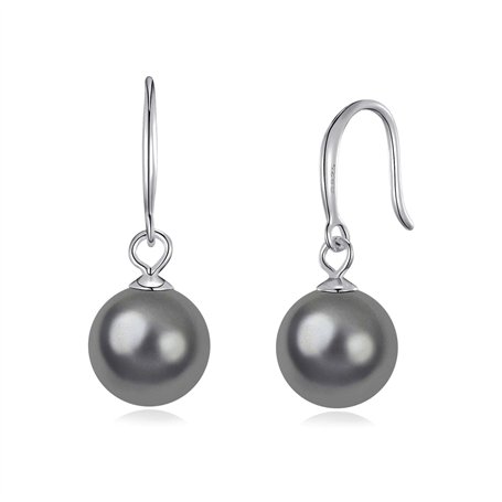 Pendants d'oreilles en argent sterling avec perles grises