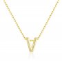 Philip Jones Collier plaqué or avec initiale lettre V créée avec des cristaux de zircon