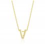 Philip Jones Collier plaqué or avec initiale lettre V créée avec des cristaux de zircon, Plaqué or, Cristal de zircondia®