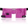 SPARES2GO Ceinture porte-outils de jardinage rose double cuir 11 poches support violet réglable daim