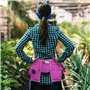 SPARES2GO Ceinture porte-outils de jardinage rose double cuir 11 poches support violet réglable daim