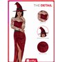 Smiffys Costume de sorcière satanique, Rouge, Robe, ceinture et chapeau