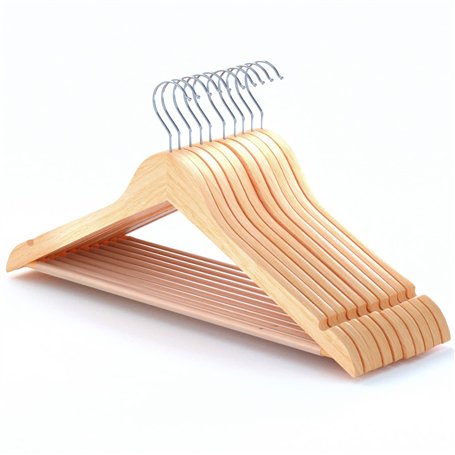 Hangerworld Lot de 10 Cintres en Bois à Barre Pantalon Antidérapante pour Costume 45cm