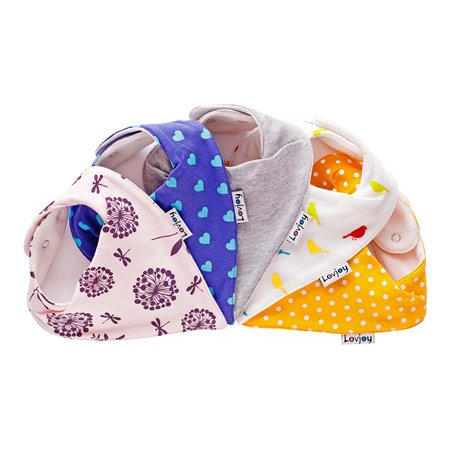 Bandana Bébé Bavoir de 5- Doux et Absorbant Avec Doublure Imperméable à l'eau