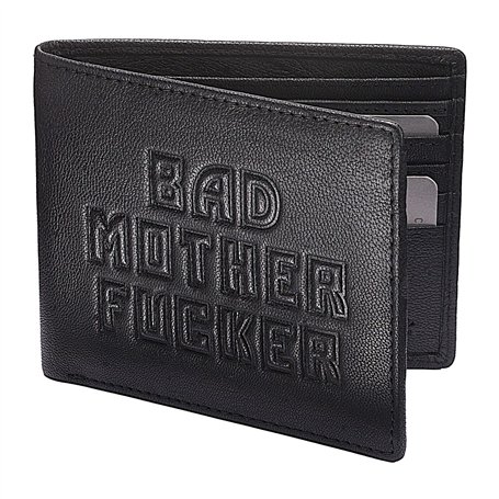 Bad Mother Fucker Portefeuille/Porte-Monnaie en Noir - 100% Cuir - Motif gaufré