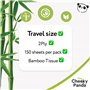 The Cheeky Panda – Papier hygiénique de voyage en bambou | Paquet de 150 feuilles (2 plis) | Hypoallergénique, écologique, super