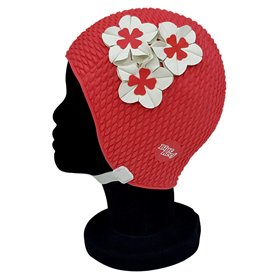 Blue Reef Tokyo Bubble Bonnet de bain pour femme Motif floral classique rétro 3 fleurs 2 couleurs trio de pétales 3D élégant vin Blue Reef Tokyo Bubble Bonnet de bain pour femme Motif floral classique rétro 3 fleurs 2 couleurs trio de pétales 3D élégant vin