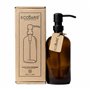 Distributeur de savon en acier inoxydable noir avec flacon en verre ambré