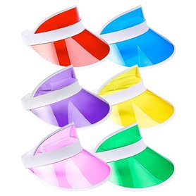 Lot de 6 Visières Plastique - Pub Golf - Déguisement Année 80 Couleurs Assorties