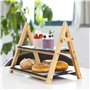 HEFTMAN Presentoir Aperitif Buffet à 2 Étages en Ardoise - Plateau de Service Presentation Gateau Rustique Pliable pour Thé de L