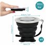 BELLE VOUS (Lot de 4 Gobelet Pliable Silicone de Voyage Noir avec Cordons - 180 ml - Verre Pliable Réutilisable avec Couvercle e