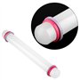 Rouleau a Patisserie de 22cm, Rouleau Patisserie Plastique Rouleau à Pâtisserie Portable with Bagues en Silicone pour Gâteau Fon