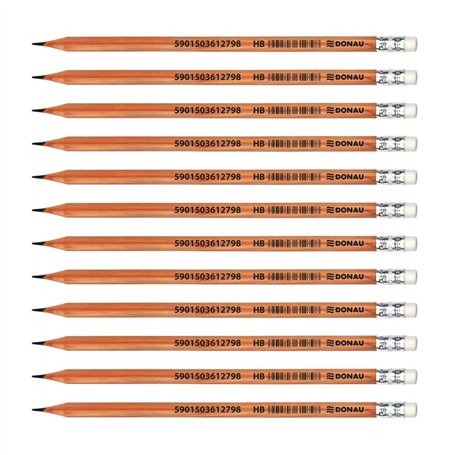 OFFICER PRODUCTS Donau 7388001PL-99 Lot de 12 crayons à papier en bois de cèdre HB avec gomme - En forme hexagonale - Non toxiqu