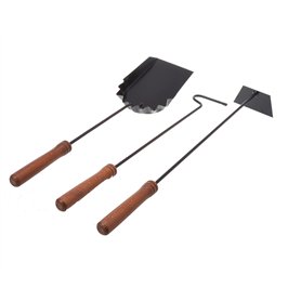 Aqbau® Serviteur de cheminée 3 pièces | Accessoires de cheminée | Outil de cheminée | Serviteur de cheminée avec tisonnier | Gra