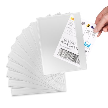RAGO® Lot de 100 Pochette porte-document autocollante C6 pour A6 I Pochette d’expédition transparente A6 | Pochette autocollante