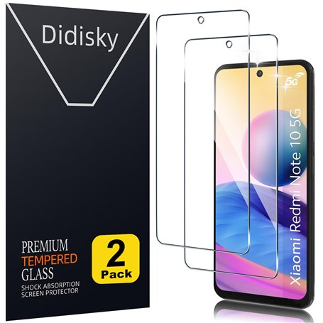 Didisky Protecteur Verre Trempé pour Xiaomi Redmi Note 10 5G (Pas pour Note 10 4G/Note 10S)