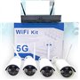 Kit de vidéosurveillance sans Fil Full HD 4 canaux WiFi à Distance IP 5G DVR NVR LAN