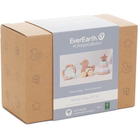 EverEarth Coffret Cadeau Bébé Bio - Fabrication Bois - Tour à Empiler