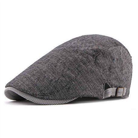 EQLEF Béret Classique Gris foncé pour Homme en Coton et Lin pour Les Saisons du Printemps