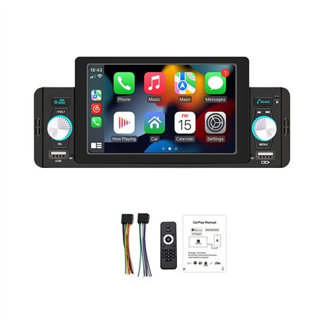 BOOMBOOST Stéréo de Voiture 1Din avec Carplayer Android Auto