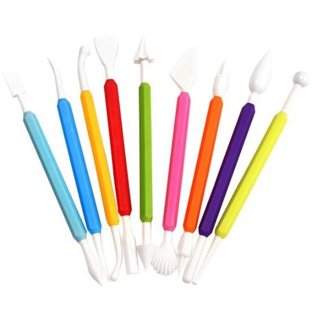 CHSYOO 9 x outil de modélisation de gâteaux fondants outil de cuisson de sculpture à double extrémité pour la fabrication de pât