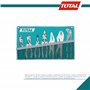 TOTAL - Jeu de 7 pinces, tenailles et étaux | 1 tenaille | 4 pinces | 2 étaux | Manche ergonomique bimatière | Acier au carbone