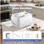 Sorbetière Electrique avec Compresseur, Auto-refroidissan Machine a Glace, Turbine à Glace 1L, avec Gradué/Spatule/Recette, pour