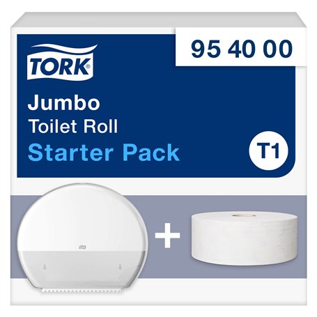 Tork Pack de démarrage pour distributeur murale de papier toilette rouleau Jumbo blanc T1