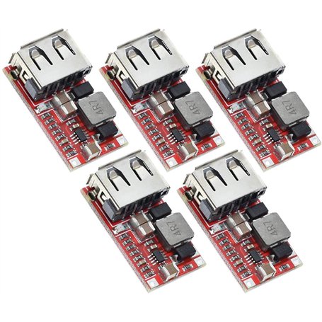 TECNOIOT 5pcs 6-24V 24V 12V to 5V USB Step Down Module DC-DC Converter | 5 pièces DC-DC Module Buck 6-24V 12V / 24V à 5V 3A USB
