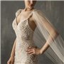 YO-HAPPY Voile de Mariage, Femmes Tulle Cathédrale Longueur De Plancher De Mariage Capes Épaule Imitation Cristal Bijoux Appliqu