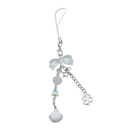 NIHENHAO Chaîne de téléphone avec nœud mignon ornement cœur perle coquille pendentif téléphone portable cordon sac charme pour l