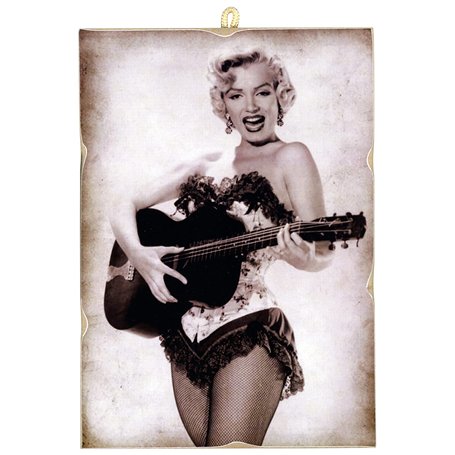 KUSTOM ART Tableau quadrillage style vintage série acteurs Hollywood Marilyn Monroe Impression sur bois 18 x 25 cm. Ameublement