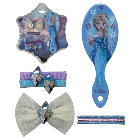 Accessoires pour cheveux Frozen Disney pour filles emballage en forme de flocon de neige complet de 7 pièces brosse épingles à c
