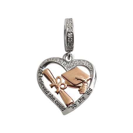 MariaFonte Charm Nouveau 2025 Compatible Toutes Les Marques Pendentif Coeur Diplôme Parchemin Chapeau Anniversaire Pendentifs Or
