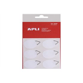 Apli Pochette de 12 attaches cadres adhésifs - Diamètre 30 mm - Coloris : Blanc 38710 Assorties