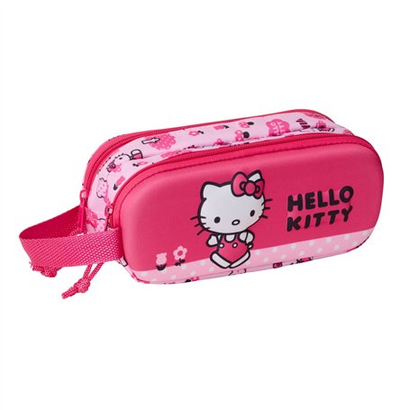 Trousse Fourre-Tout Double Hello Kitty Rose 21 x 8 x 6 cm