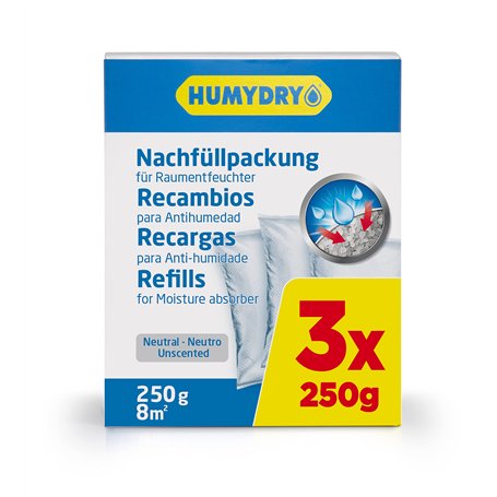 HUMYDRY - Pack de 3 Recharges d'absorbe d'humidité 250 g