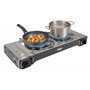 Amig - Réchaud de Camping CAMP02 - Cuisine Portable - 2X Brûleurs - Inclut Plancha - Grille en Fonte - Acier Inoxydable - Puissa
