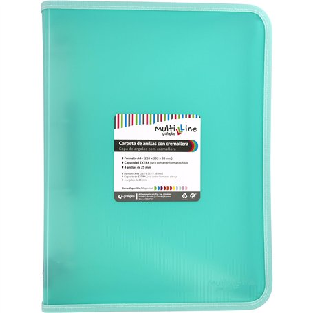 Grafoplás Classeur à anneaux avec fermeture éclair A4+