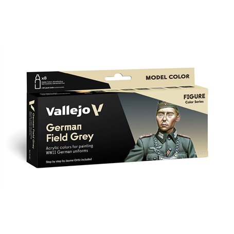 Vallejo Model Color Lot de 8 peintures acryliques uniformes Gris champ allemand – Couleurs assorties 17 ml